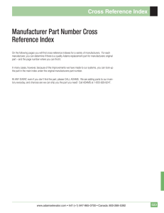 Manufacturer Part Number Cross Reference Index