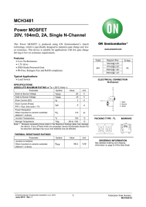 MCH3481 Power MOSFET 20V, 104mΩ, 2A, Single N