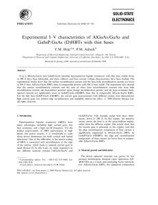 Experimental I±V characteristics of AlGaAs/GaAs and GaInP/GaAs