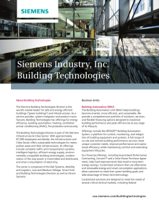 Siemens Industry, Inc. Building Technologies