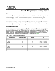 Stratix III Military Temperature Range Support