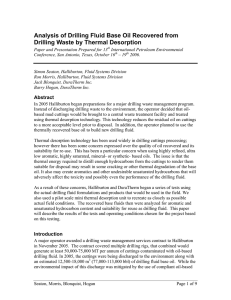 Analysis of Drilling Fluid Base Oil Recovered from Drilling Waste by
