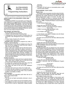 DL2700-SERIES DIGITAL LOCKS Programming Instructions