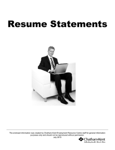 Resume Statements - Chatham-Kent