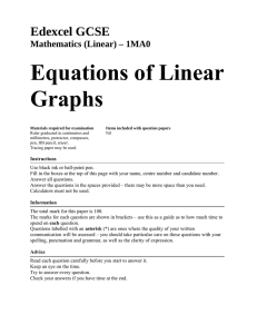 Equations of Linear Graphs