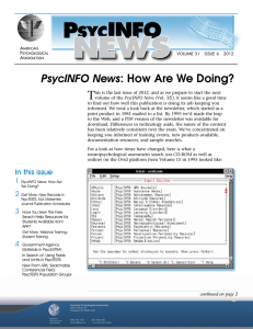 PsycINFO News | Volume 32, Issue 6 | December 2012