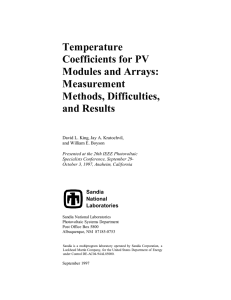 Temperature Coefficients for PV Modules and Arrays