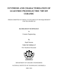 synthesis and characterisation of lead free piezoelectric nbt