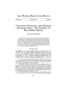 Consumer Protection and National Housing