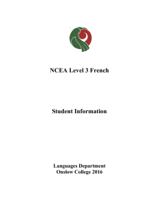NCEA Level 3 French Student Information