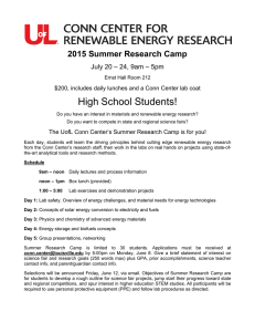 2015 Summer Research Camp - Conn Center for Renewable