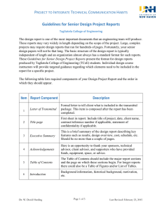 Guidelines for Senior Design Project Reports