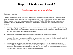 Report 1 is due next week!