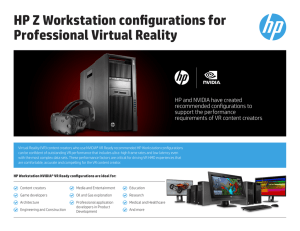 HP Z Workstation configurations for Professional Virtual Reality