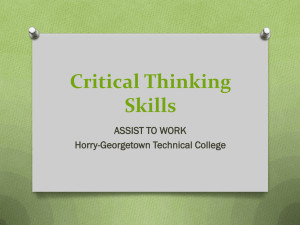 Critical Thinking Skills - Horry Georgetown Technical College