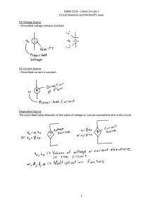 ENGR 2219 – Linear Circuits I Circuit Elements and Kirchhoff`s Laws