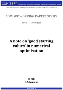 A note on `good starting values` in numerical optimisation