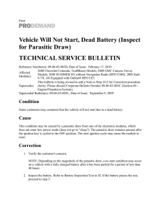 Vehicle Will Not Start, Dead Battery (Inspect for Parasitic Draw