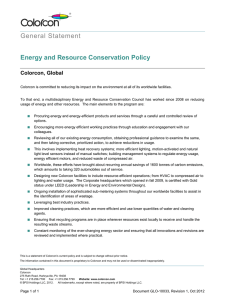 General Statement Energy and Resource Conservation Policy