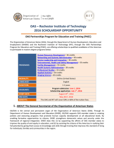 OAS – Rochester Institute of Technology 2016 SCHOLARSHIP
