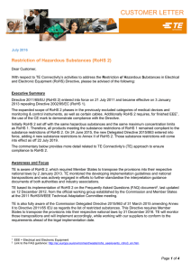 RoHS 2 Statement - TE Connectivity