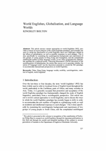 World Englishes, Globalisation, and Language Worlds