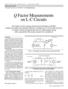 Q Factor Measurements on LC Circuits