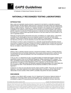 Nationall Recognized Testing Laboratories