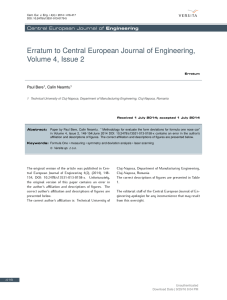 Erratum to Central European Journal of Engineering, Volume 4