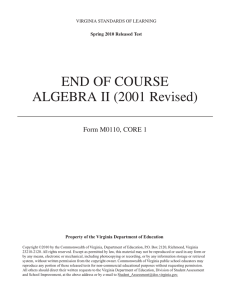 END OF COURSE ALGEBRA II (2001 Revised)