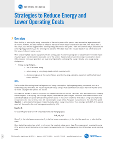 Strategies to Reduce Energy and Lower Operating Costs