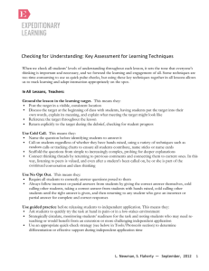 Checking for Understanding: Key Assessment for