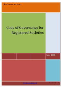 Code of Governance - Registry of Societies