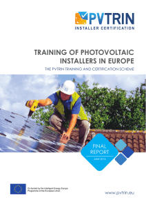 TRAINING OF PHOTOVOLTAIC INSTALLERS IN EUROPE