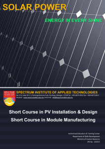 PV Installation and Design Training Programme