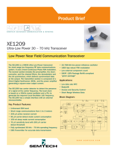 XE1209 Ultra-Low Power 30 - 70 kHz Transceiver