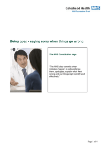 Being open - saying sorry when things go wrong