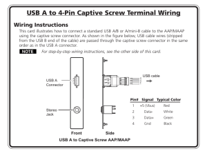 USB A to 4-Pin Captive Screw Terminal Wiring