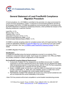 General Statement of Lead Free/RoHS Compliance Migration
