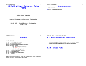 LEC-22: Critical Paths and False Paths