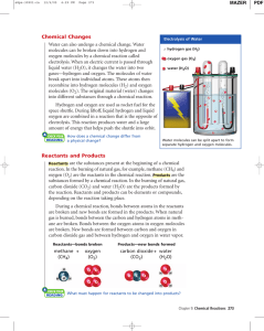 Chemical Changes Reactants and Products