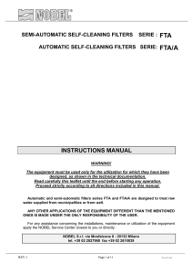 fta automatic self-cleaning filters serie: fta/a instructions