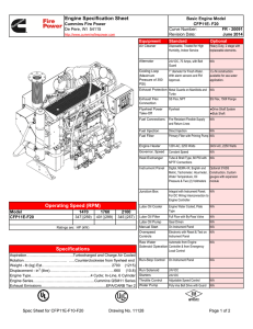 Engine Specification Sheet Operating Speed (RPM) Specifications
