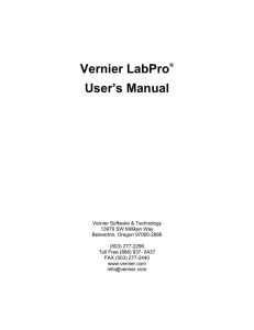 Vernier LabPro® User`s Manual