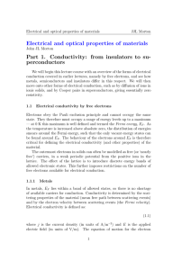 Electrical and optical properties of materials Part 1. Conductivity