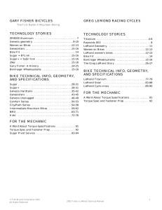 2002 LeMond Technical Manual