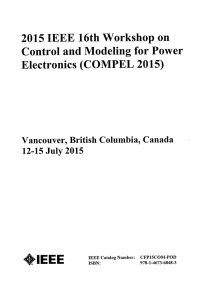 2015 IEEE 16th Workshop on Control and Modeling for Power