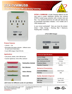 Technical Specifications DITEK`s 3VWMUSB 3 Outlet Charging