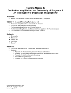 Training Module 1: Destination ImagiNation, Inc. Community of
