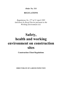Safety, health and working environment on